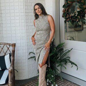 Women's Fitted Tank Stretch Knit Midi Dress | Sage The Label | Olive Green